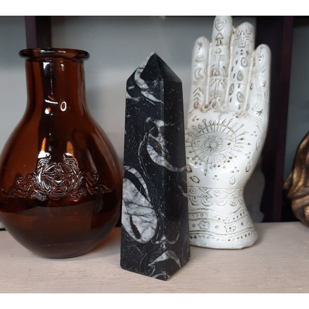 Fossil Shell Jasper Crystal Tower